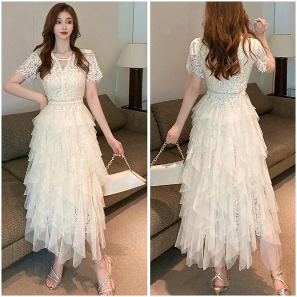 NWT Self-Portrait Inspired Ivory White Midi Dress - Picture 1 of 11